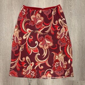 Floral Red and Beige Women's Skirt